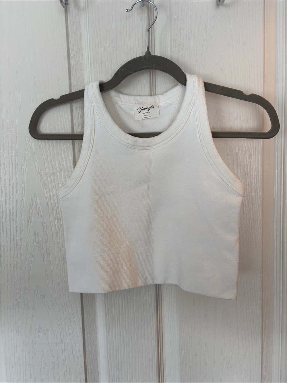 YoungLA White Racerback Crop Tank